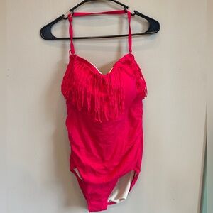 Hot Pink Fringe One-Piece Swimsuit